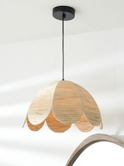 Pacific Natural Petal Scalloped Raffia Pendant Ceiling Light - Image 1 of 4