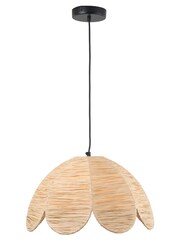 Pacific Natural Petal Scalloped Raffia Pendant Ceiling Light - Image 3 of 4
