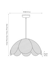 Pacific Natural Petal Scalloped Raffia Pendant Ceiling Light - Image 4 of 4
