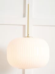 Pacific White Alexa Ribbed Glass and Gold Metal Multi Drop Ceiling Light - Image 2 of 6