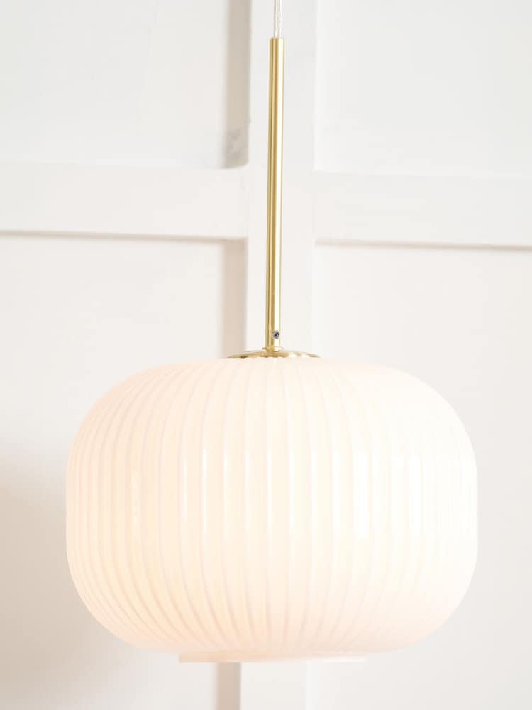 Pacific White Alexa Ribbed Glass and Gold Metal Multi Drop Ceiling Light - Image 2 of 6