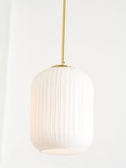 Pacific White Alexa Ribbed Glass and Gold Metal Multi Drop Ceiling Light - Image 4 of 6