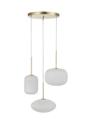 Pacific White Alexa Ribbed Glass and Gold Metal Multi Drop Ceiling Light - Image 5 of 6