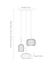 Pacific White Alexa Ribbed Glass and Gold Metal Multi Drop Ceiling Light - Image 6 of 6