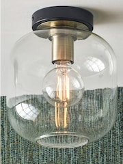 Pacific Black Metal and Glass Flush Pendant Ceiling Light - Image 1 of 4