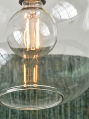 Pacific Black Metal and Glass Flush Pendant Ceiling Light - Image 2 of 4