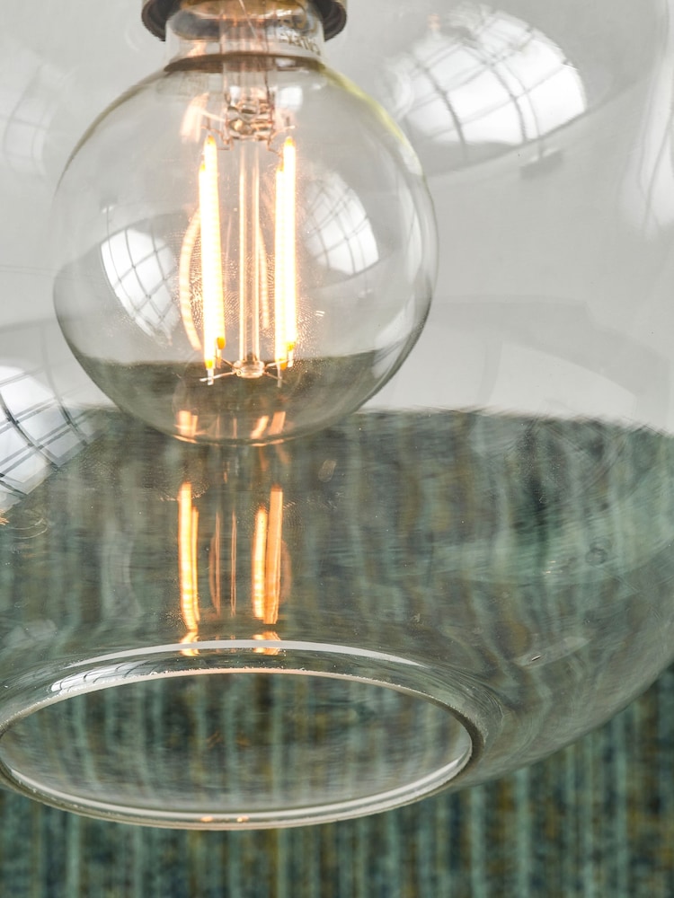 Pacific Black Metal and Glass Flush Pendant Ceiling Light - Image 2 of 4