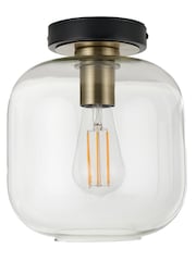 Pacific Black Metal and Glass Flush Pendant Ceiling Light - Image 3 of 4