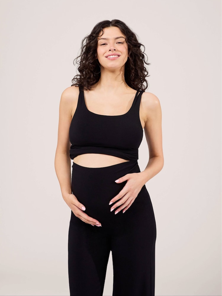 LOVALL Black Maternity Petite Lightweight Trousers - Image 4 of 4 LOVALL Black Maternity Petite Lightweight Trousers - Image 4 of 4