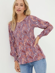 FatFace Blue Sara Craft Paisley Top - Image 1 of 4