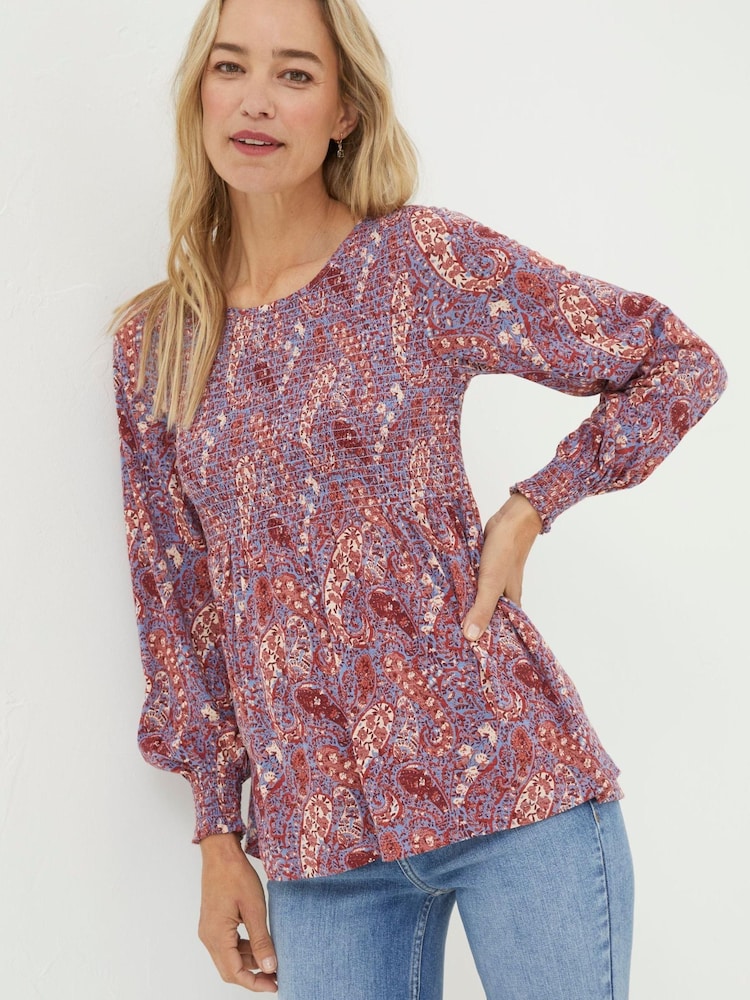 FatFace Blue Sara Craft Paisley Top - Image 1 of 4