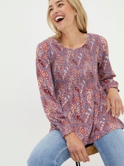 FatFace Blue Sara Craft Paisley Top - Image 3 of 4