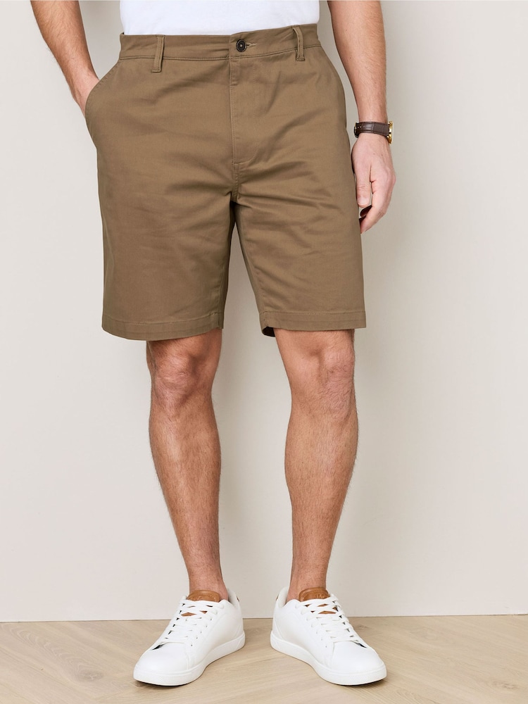 Cotton Traders Brown Signature Stretch Chino Shorts - Image 1 of 4 Cotton Traders Brown Signature Stretch Chino Shorts - Image 1 of 4