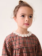 Heritage Check 100% Cotton Lace Collar Dress (3mths-8yrs) - Image 4 of 7