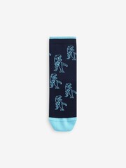 Blau/Leuchtendes Grün/Dinosauriermotive - Socken mit hohem Baumwollanteil, 5er-Pack - Bild 4 von 6
