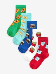 Leuchtende Lebensmittel-Grafik - Socken mit hohem Baumwollanteil, 5er-Pack - Bild 1 von 6
