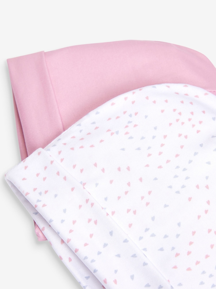 aden + anais Pink Mini Hearts Hats 2 Pack Set - Image 4 of 4 aden + anais Pink Mini Hearts Hats 2 Pack Set - Image 4 of 4