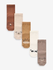 Neutral Animal Face Print Cotton Rich Socks 5 Pack - Image 1 of 6