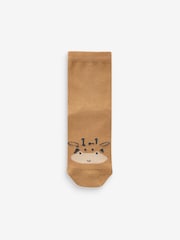 Neutral Animal Face Print Cotton Rich Socks 5 Pack - Image 4 of 6