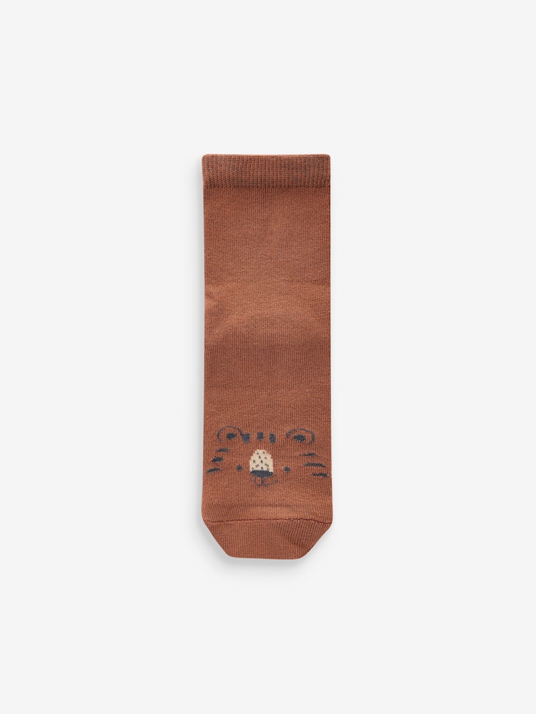 Neutral Animal Face Print Cotton Rich Socks 5 Pack - Image 6 of 6