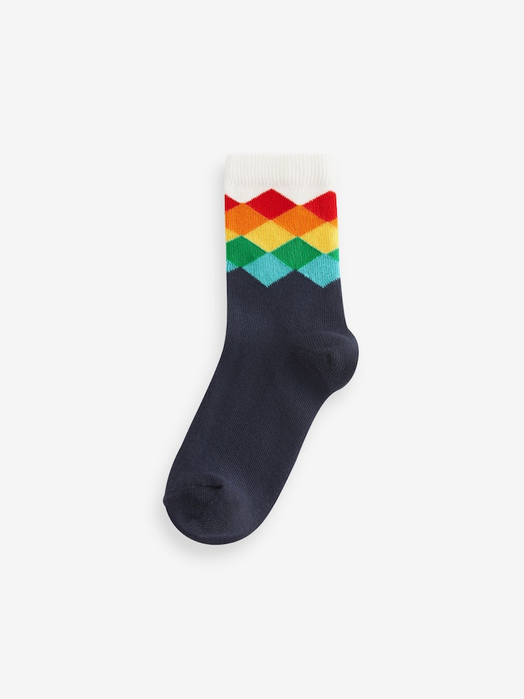 Rainbow Stripe/Pattern Print Cotton Rich Socks 5 Pack - Image 2 of 6 Rainbow Stripe/Pattern Print Cotton Rich Socks 5 Pack - Image 2 of 6