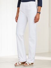 Cotton Traders White Premium Pull On Twill Straight Leg Jeans 25" - Image 1 of 3