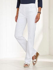 Cotton Traders White Premium Pull On Twill Straight Leg Jeans 25" - Image 2 of 3