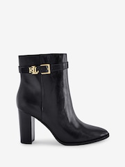 Lauren Ralph Lauren Bailey Burnished Leather Heeled Ankle Boots - Image 1 of 5