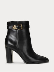 Lauren Ralph Lauren Bailey Burnished Leather Heeled Ankle Boots - Image 2 of 5