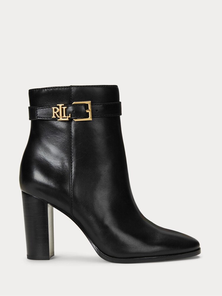 Lauren Ralph Lauren Bailey Burnished Leather Heeled Ankle Boots - Image 2 of 5
