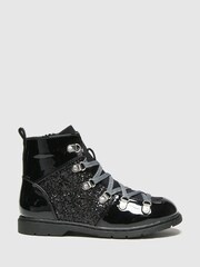 Schuh Black Galactic Glitter Lace-Up Boots - Image 1 of 1