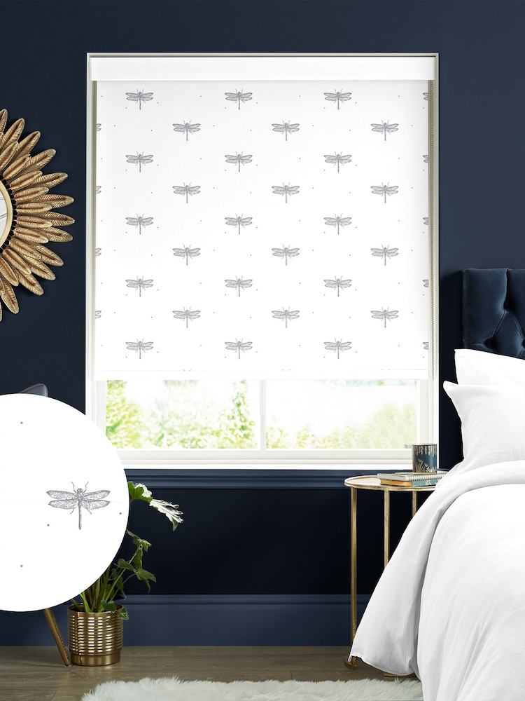 Sara Miller White Dragonfly Made to Measure Roller Blinds - Image 1 of 6