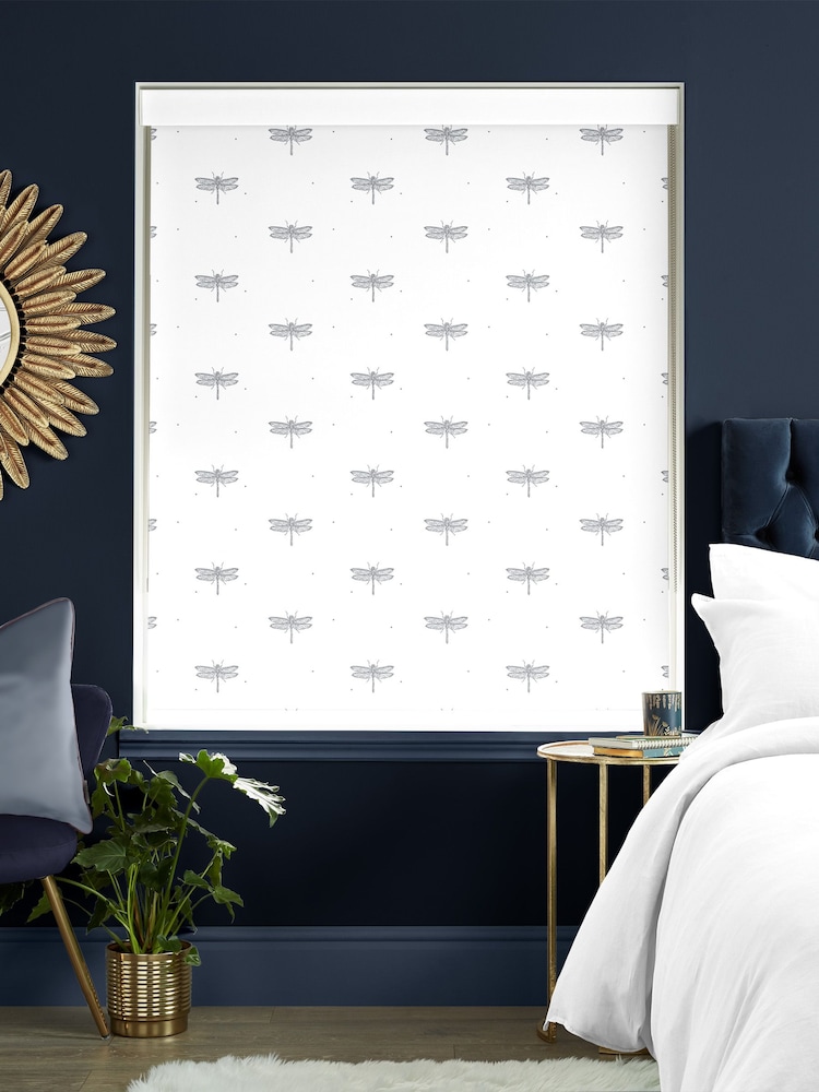Sara Miller White Dragonfly Made to Measure Roller Blinds - Image 2 of 6