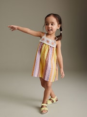 Multi 100% Cotton Crochet Rainbow Playsuit (3mths-7yrs) - Image 2 of 6