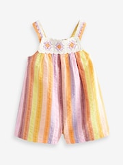 Multi 100% Cotton Crochet Rainbow Playsuit (3mths-7yrs) - Image 4 of 6