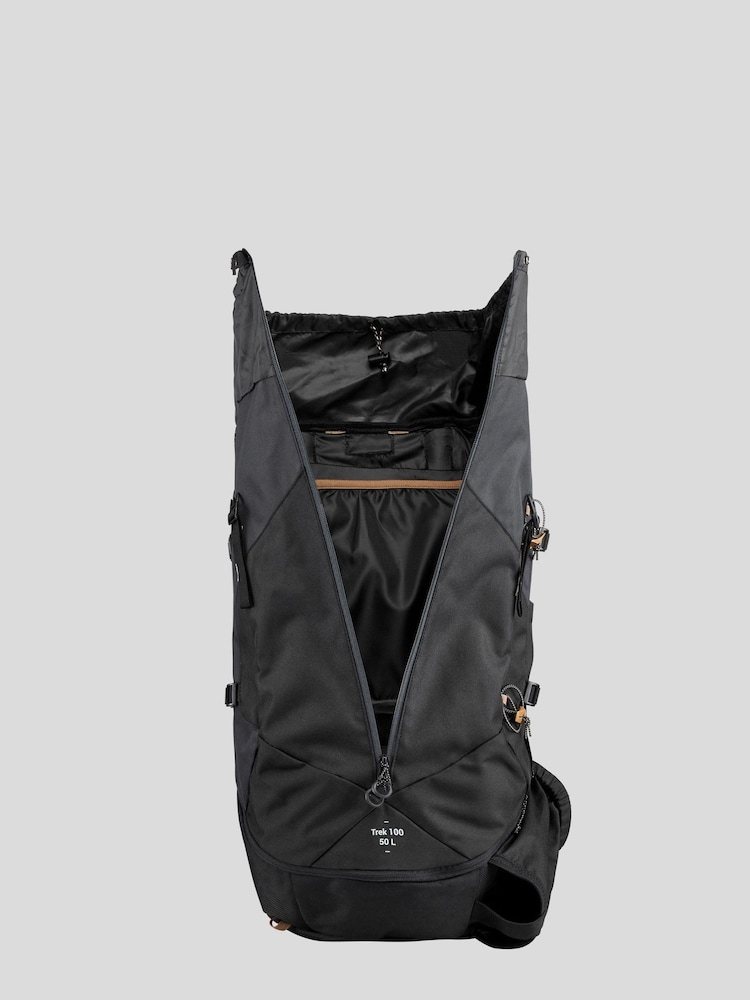 Decathlon Grey Mens Mountain Rucksack Trek 100 Easyfit 50L - Forclaz - Image 2 of 6
