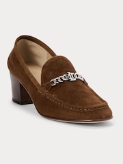Lauren Ralph Lauren Winslet Suede Heeled Brown Loafers - Image 1 of 4