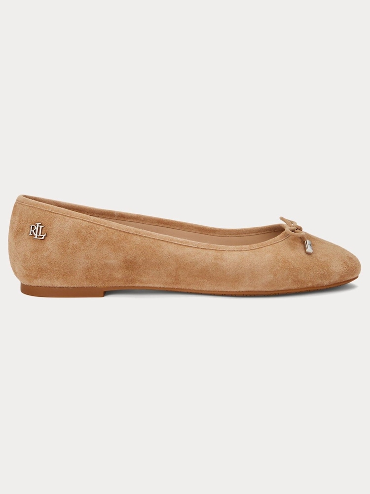 Camel - Lauren Ralph Lauren Jayna Suede Leather Ballet lahki športni copati - Slika 2 iz 4