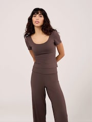 LOVALL Brown Lightweight Short Sleeve Top - Image 1 of 4