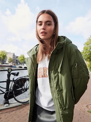 Khakigrün - Bomberjacke mit Kapuze - Bild 1 von 8
