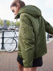 Khakigrün - Bomberjacke mit Kapuze - Bild 4 von 8
