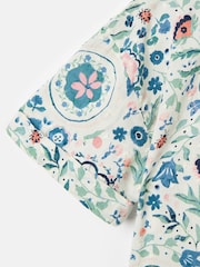 Joules Girls' Summer Pink / Green Textured Shirt Dress - Image 11 of 11