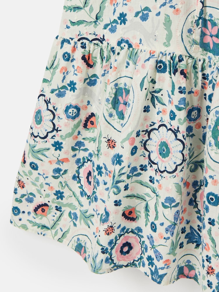 Joules Girls' Summer Pink / Green Textured Shirt Dress - Image 5 of 5 Joules Girls' Summer Pink / Green Textured Shirt Dress - Image 5 of 5