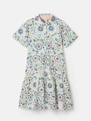 Joules Girls' Summer Pink / Green Textured Shirt Dress - Image 7 of 11