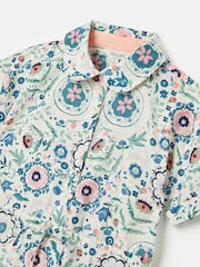 Joules Girls' Summer Pink / Green Textured Shirt Dress - Image 9 of 11