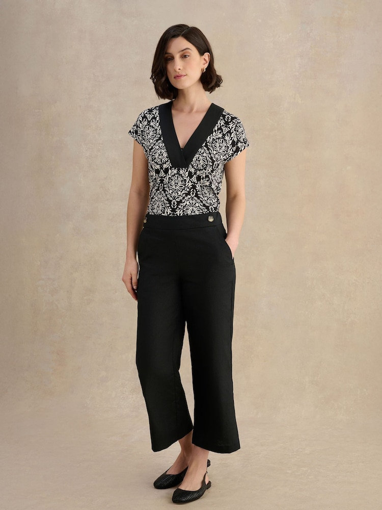 Hobbs Black Josephine Linen Trousers - Image 1 of 4