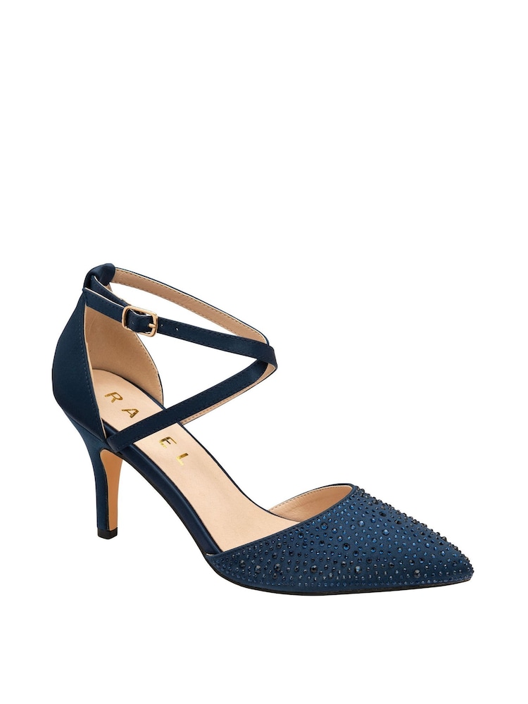 Ravel Blue Strappy Diamante Court Shoes - Image 1 of 4 Ravel Blue Strappy Diamante Court Shoes - Image 1 of 4