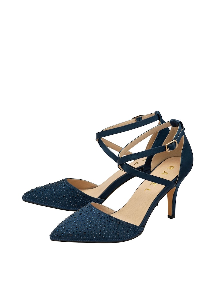 Ravel Blue Strappy Diamante Court Shoes - Image 2 of 4 Ravel Blue Strappy Diamante Court Shoes - Image 2 of 4