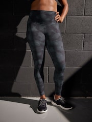 Navy Blue Tie Dye Print Next Active Sports Tummy Control High Waisted Full Length Sculpting Leggings - Image 1 of 6