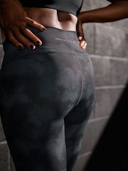 Navy Blue Tie Dye Print Next Active Sports Tummy Control High Waisted Full Length Sculpting Leggings - Image 4 of 6